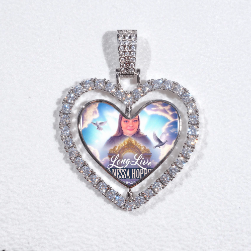 3D Spinning 2-Faced Heart Custom Picture Pendant