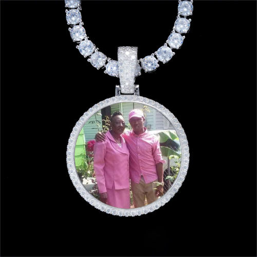 925S & VVS Moissanite 3D Circle Custom Picture Pendant