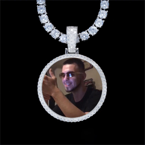 925S & VVS Moissanite 3D Circle Custom Picture Pendant