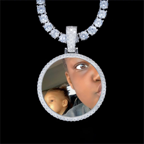 925S & VVS Moissanite 3D Circle Custom Picture Pendant