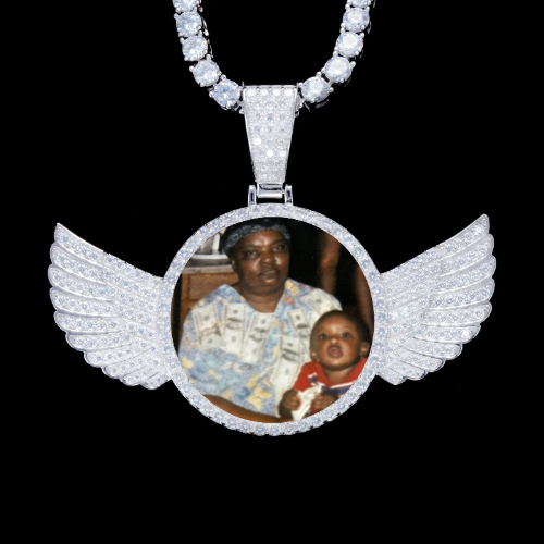 925S & VVS Moissanite 3D Wing Custom Picture Pendant