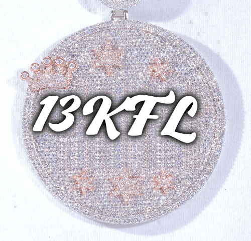 CUSTOM LETTER NECKLACE 3D BIG CROWN DISC