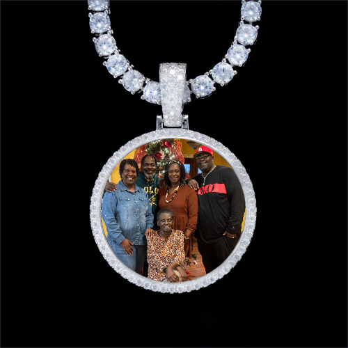 925S & VVS Moissanite 3D Circle Custom Picture Pendant