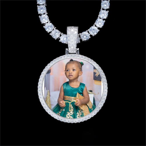 925S & VVS Moissanite 3D Circle Custom Picture Pendant