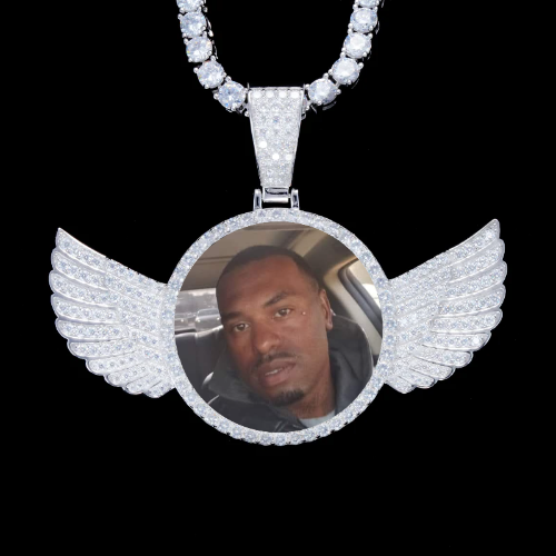 925S & VVS Moissanite 3D Wing Custom Picture Pendant