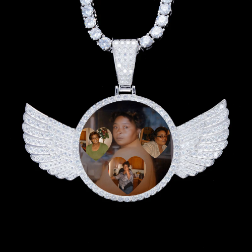 925S & VVS Moissanite 3D Wing Custom Picture Pendant