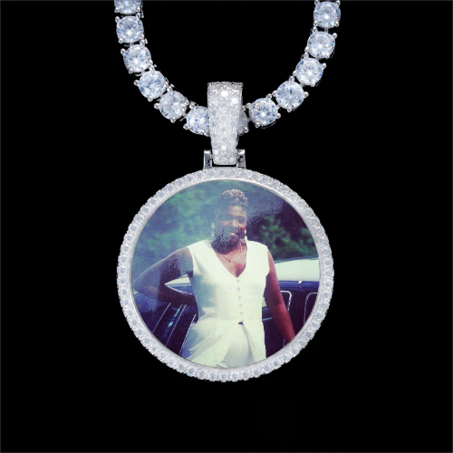 925S & VVS Moissanite 3D Circle Custom Picture Pendant