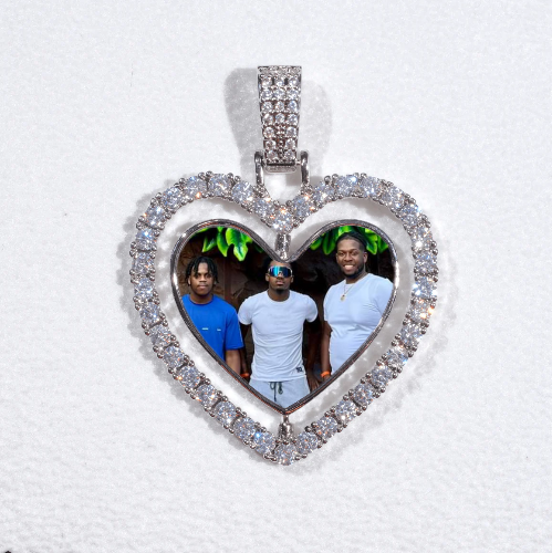 3D Spinning 2-Faced Heart Custom Picture Pendant