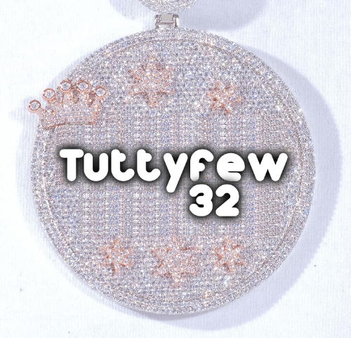 CUSTOM LETTER NECKLACE 3D BIG CROWN DISC