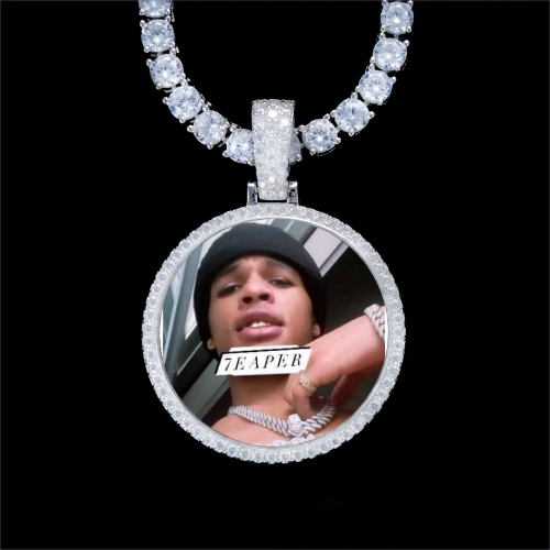 925S & VVS Moissanite 3D Circle Custom Picture Pendant