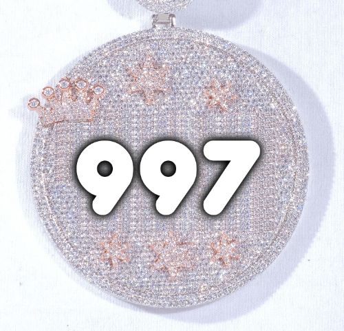 CUSTOM LETTER NECKLACE 3D BIG CROWN DISC