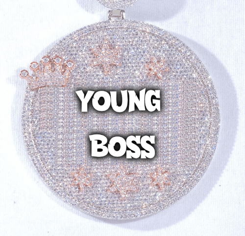 CUSTOM LETTER NECKLACE 3D BIG CROWN DISC