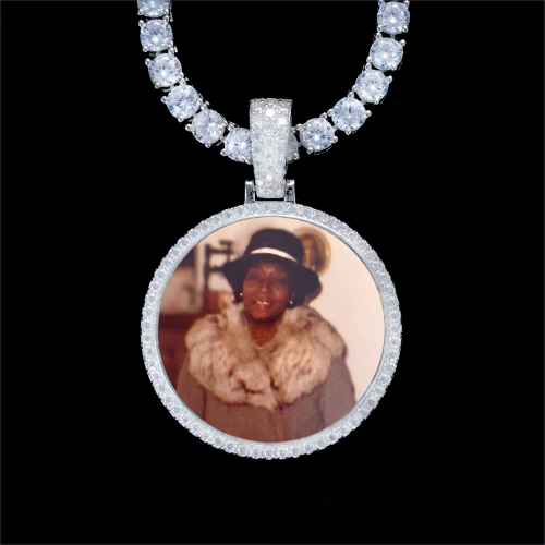 925S & VVS Moissanite 3D Circle Custom Picture Pendant