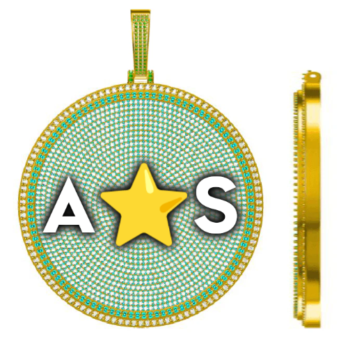 CUSTOM LETTER NECKLACE 3D BIG DISC