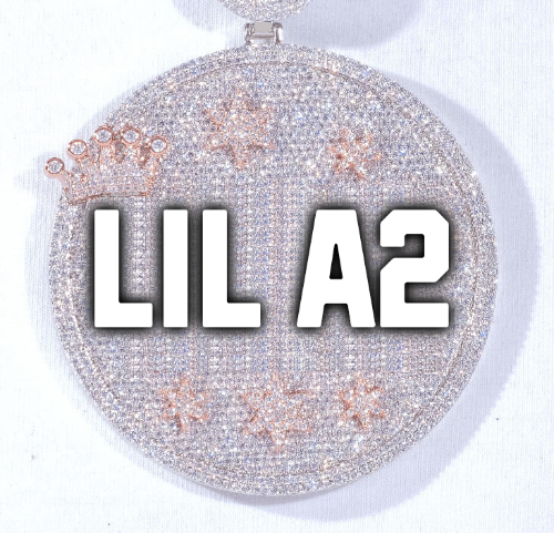 CUSTOM LETTER NECKLACE 3D BIG CROWN DISC