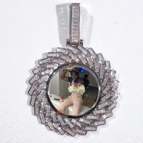 Large 3D Baguette Custom Picture Pendant