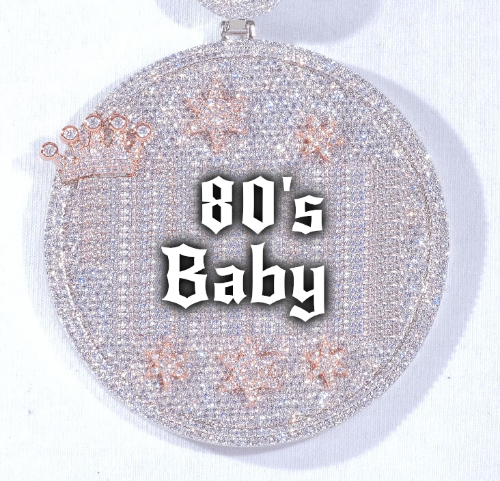 CUSTOM LETTER NECKLACE 3D BIG CROWN DISC