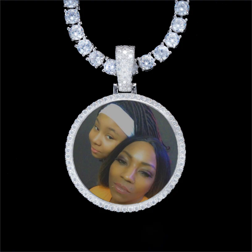 925S & VVS Moissanite 3D Circle Custom Picture Pendant