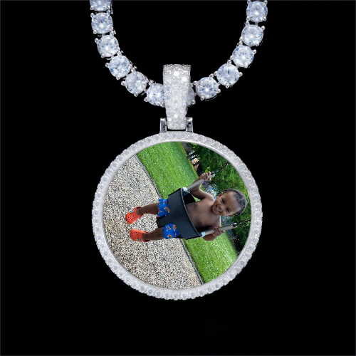 925S & VVS Moissanite 3D Circle Custom Picture Pendant