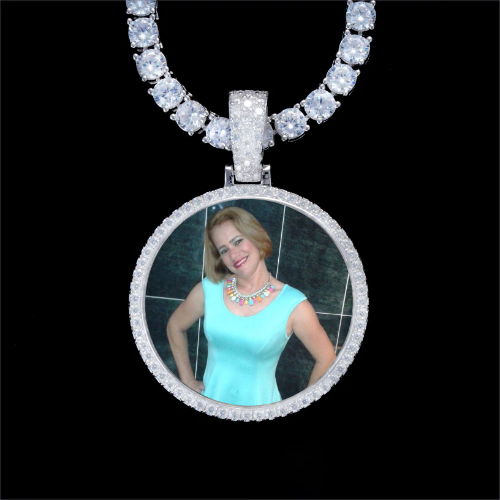 925S & VVS Moissanite 3D Circle Custom Picture Pendant