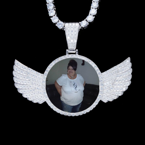 925S & VVS Moissanite 3D Wing Custom Picture Pendant