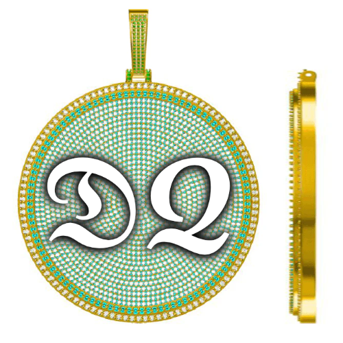 CUSTOM LETTER NECKLACE 3D BIG DISC