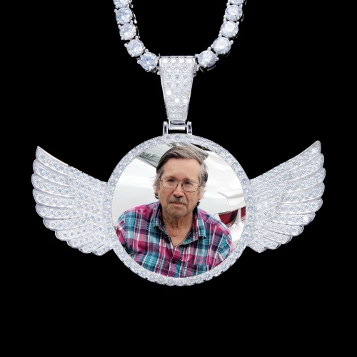925S & VVS Moissanite 3D Wing Custom Picture Pendant