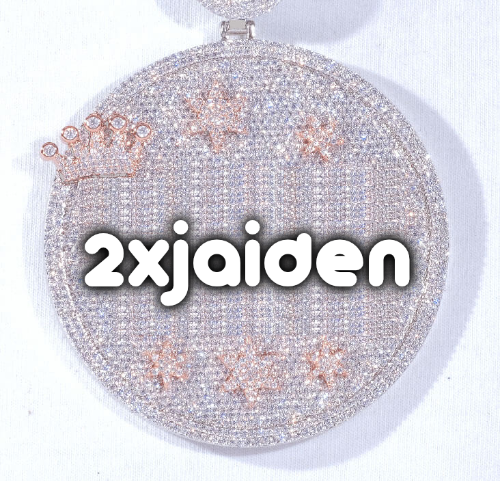 CUSTOM LETTER NECKLACE 3D BIG CROWN DISC