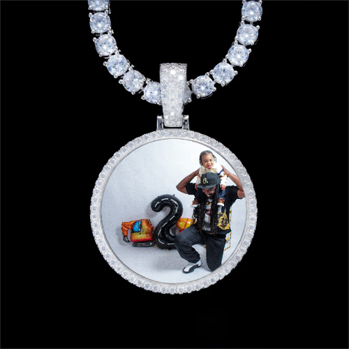 925S & VVS Moissanite 3D Circle Custom Picture Pendant