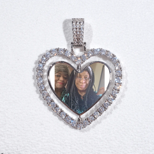 3D Spinning 2-Faced Heart Custom Picture Pendant
