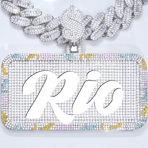 CUSTOM LETTER NECKLACE 3D COLORFUL SQUARE