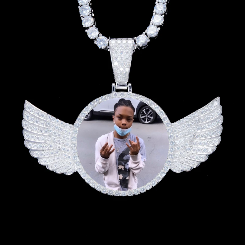 925S & VVS Moissanite 3D Wing Custom Picture Pendant