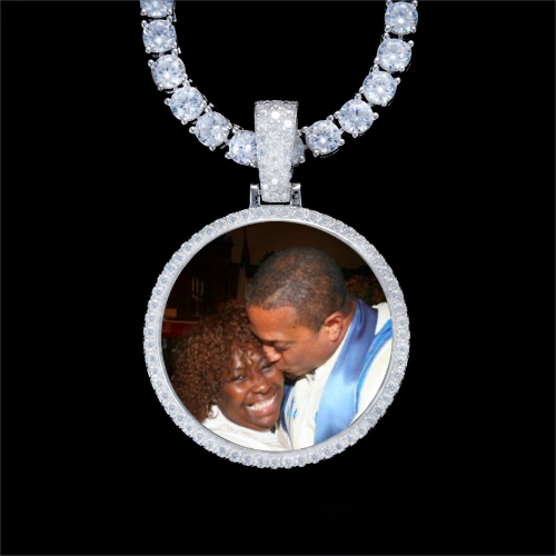 925S & VVS Moissanite 3D Circle Custom Picture Pendant