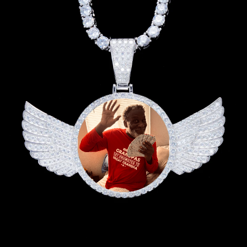 925S & VVS Moissanite 3D Wing Custom Picture Pendant