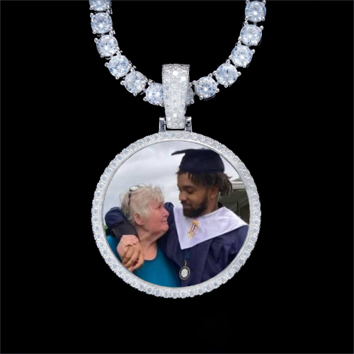 925S & VVS Moissanite 3D Circle Custom Picture Pendant