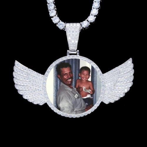 925S & VVS Moissanite 3D Wing Custom Picture Pendant