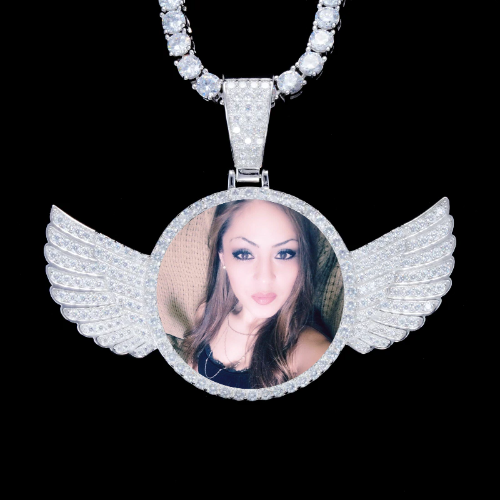 925S & VVS Moissanite 3D Wing Custom Picture Pendant