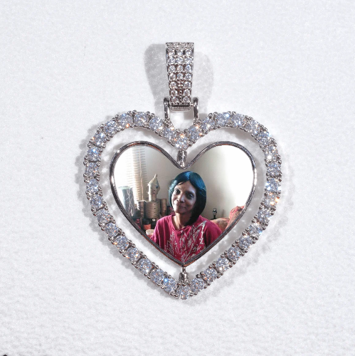 3D Spinning 2-Faced Heart Custom Picture Pendant
