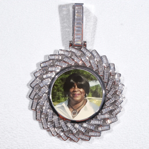 Large 3D Baguette Custom Picture Pendant
