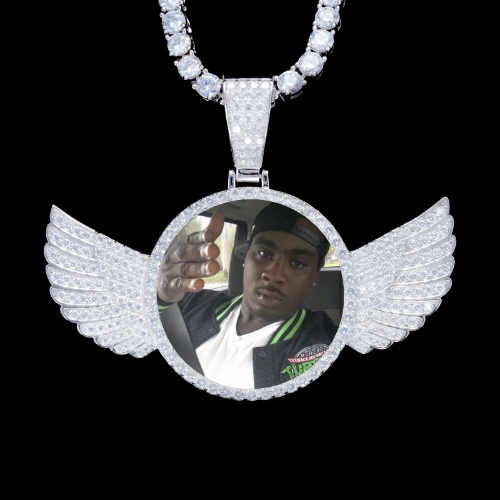 925S & VVS Moissanite 3D Wing Custom Picture Pendant