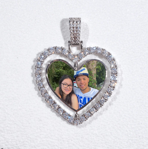 3D Spinning 2-Faced Heart Custom Picture Pendant