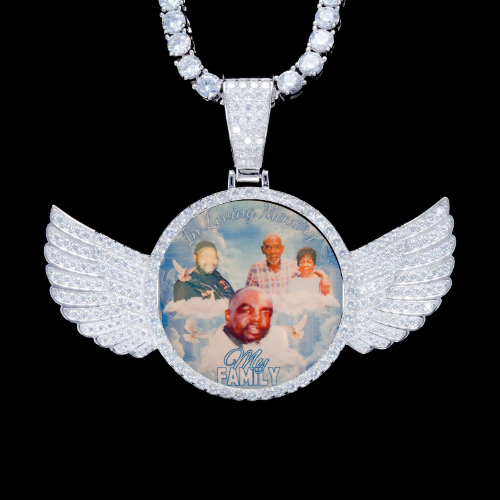 925S & VVS Moissanite 3D Wing Custom Picture Pendant