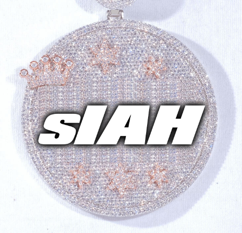 CUSTOM LETTER NECKLACE 3D BIG CROWN DISC