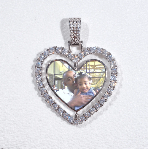 3D Spinning 2-Faced Heart Custom Picture Pendant