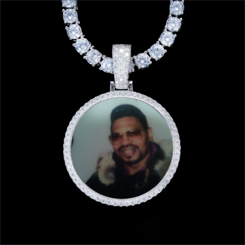 925S & VVS Moissanite 3D Circle Custom Picture Pendant