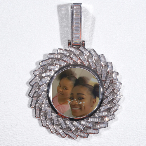 Large 3D Baguette Custom Picture Pendant
