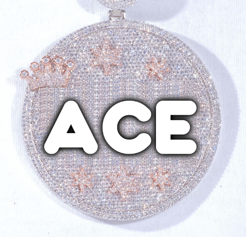 CUSTOM LETTER NECKLACE 3D BIG CROWN DISC