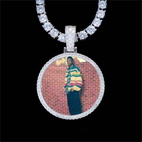 925S & VVS Moissanite 3D Circle Custom Picture Pendant