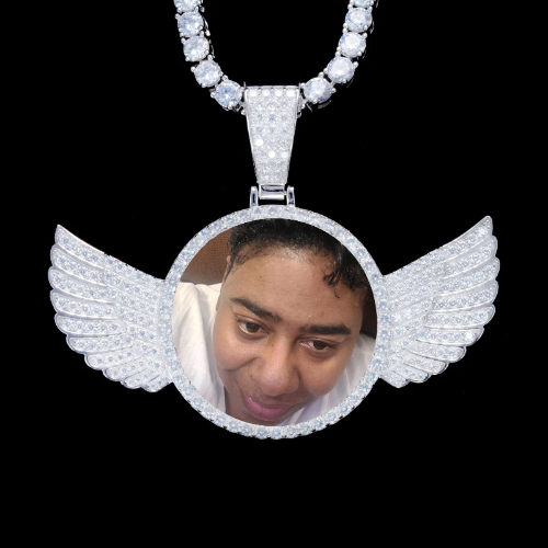 925S & VVS Moissanite 3D Wing Custom Picture Pendant