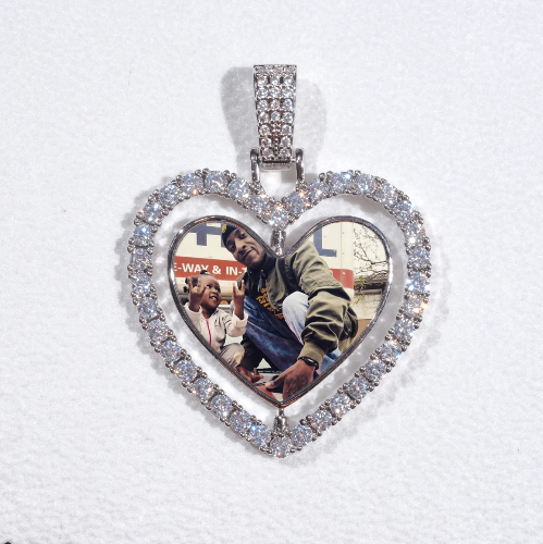 3D Spinning 2-Faced Heart Custom Picture Pendant